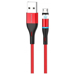 Кабель USB - Micro-usb Borofone BU16 магнитный, 2.4А, 1м, тканевый красный