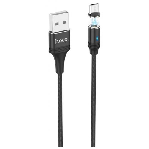 Кабель USB - Micro-usb HOCO U76 магнитный, 2.4А, 1м, тканевый черный