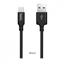 Кабель USB - Micro-usb HOCO X14, 3А, 2м, тканевый черный