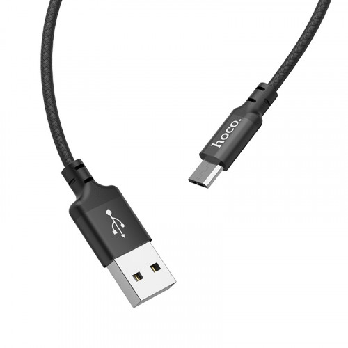 Кабель USB - Micro-usb HOCO X14, 3А, 2м, тканевый черный по цене 350 ₽