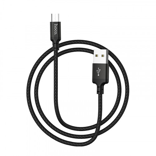 Кабель USB - Micro-usb HOCO X14, 3А, 2м, тканевый черный