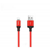 Кабель USB - Lightning HOCO X14, 2.4А, 1м, тканевый красный