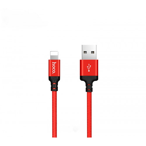 Кабель USB - Lightning HOCO X14, 2.4А, 1м, тканевый красный