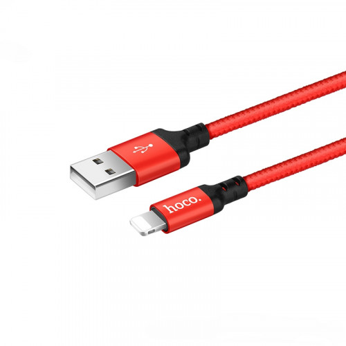 Кабель USB - Lightning HOCO X14, 2.4А, 1м, тканевый красный