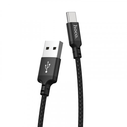 Кабель USB - Type-C HOCO X14, 3А, 2м, тканевый черный