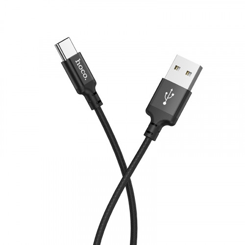 Кабель USB - Type-C HOCO X14, 3А, 2м, тканевый черный