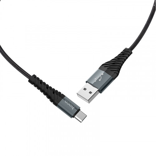 Кабель USB - Type-C HOCO X38, 3А, 1м, тканевый черный