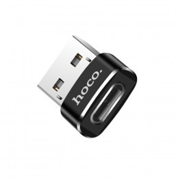Адаптер Hoco UA6 USB (папа) на USB-C (мама), черный