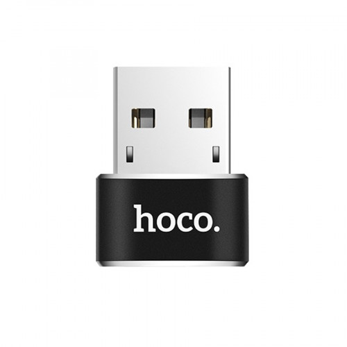 Адаптер Hoco UA6 USB (папа) на USB-C (мама), черный