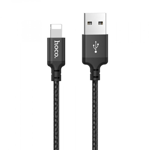 Кабель USB - Lightning HOCO X14, 2.4А, 1м, тканевый черный