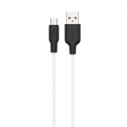 Кабель USB - Micro-usb HOCO X21 Plus, 2.4А, 1м, силикон, белый