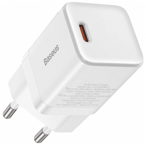 СЗУ Type-C+2USB Baseus GAN3 Fast Charger 1C, 30W, белый (CCGN010102)