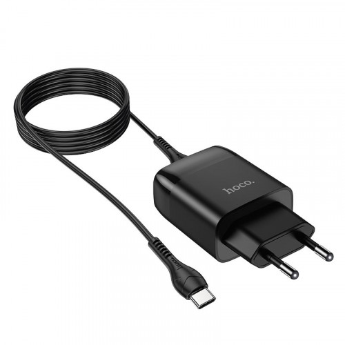 СЗУ USB HOCO C72Q, QC3.0, 18W + кабель Type-C, 1м, черный по цене 390 ₽