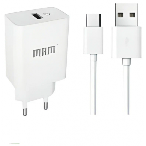 СЗУ MRM P30 USB, 3А + кабель Type-C, 1м (белый) по цене 400 ₽