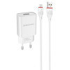 СЗУ USB Borofone BA20A, 2.1А + кабель micro USB, 1м, белый