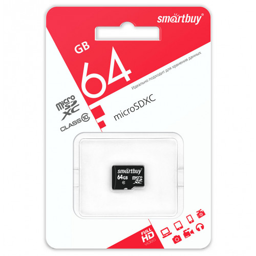 Карта памяти Smartbuy microSDXC 64 ГБ [SB64GBSDCL10-00] по цене 450 ₽