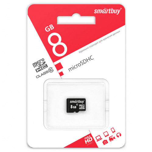 Карта памяти 8GB Smartbuy microSDHC Class 10 [SB8GBSDCL10-00]