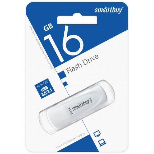 USB Flash накопитель 16GB Smartbuy Scout USB 3.0 (SB016GB3SCW), белый