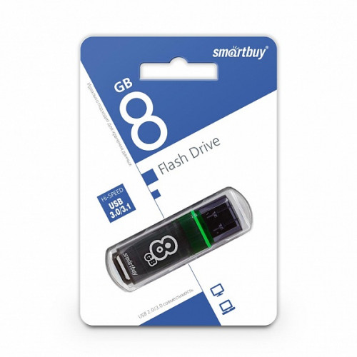 USB Flash накопитель 8GB Smartbuy Glossy USB 3.0 (SB8GBGS-DG), черный